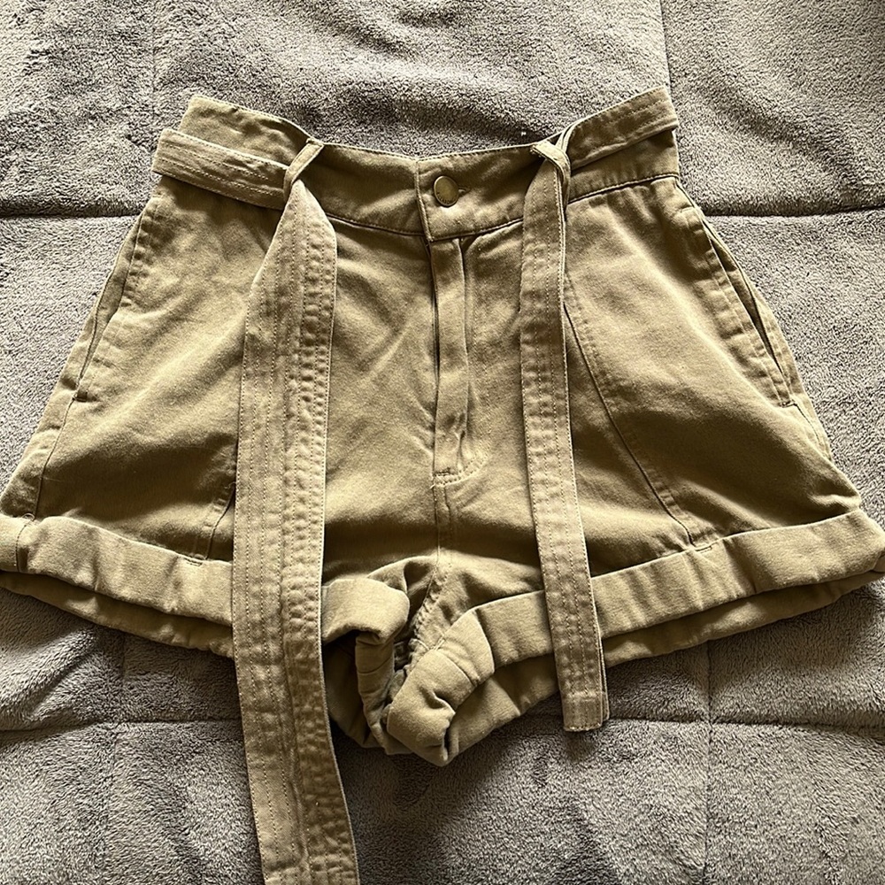Army Green Shorts with tie